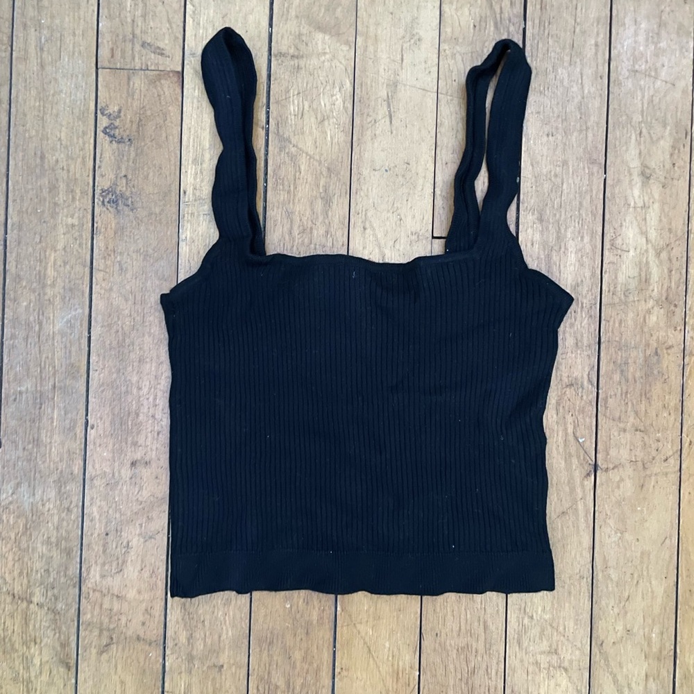Black Ribbed Women's Top